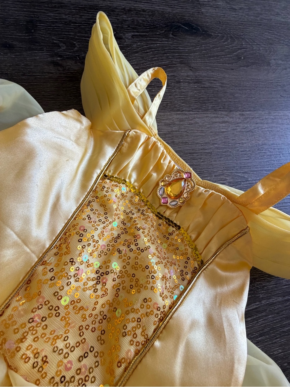 Disney Yellow Princess Dress Costume with Pink Rose Accents - Picture 4 of 7